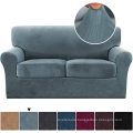 Thick Striped Velvet 3-Piece Stretch Sofa Couch Covers